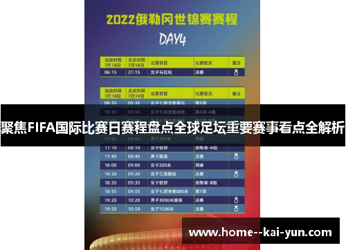 聚焦FIFA国际比赛日赛程盘点全球足坛重要赛事看点全解析